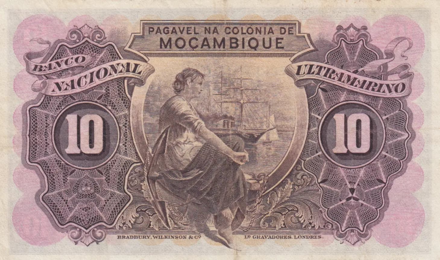 10 escudos 1945 from Mozambique, P-95 (1945) — image 2
