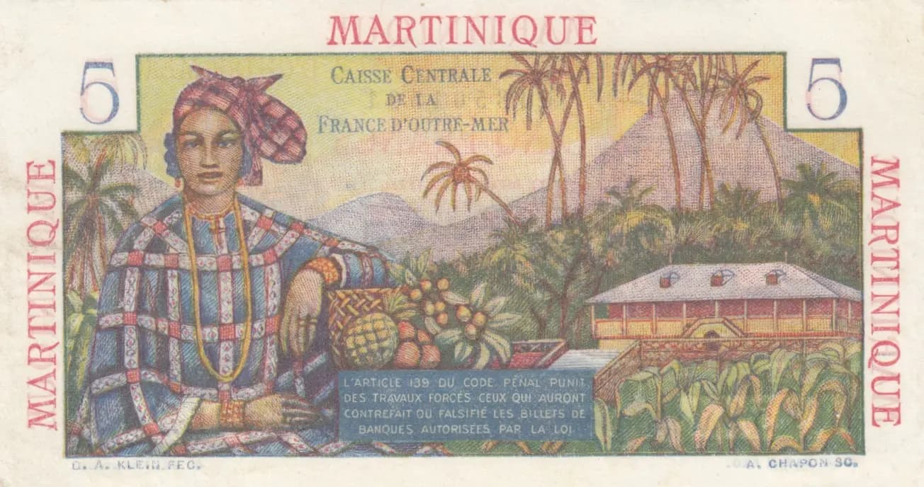 5 francs 1947 from Martinique, P-27 (1947) — image 2