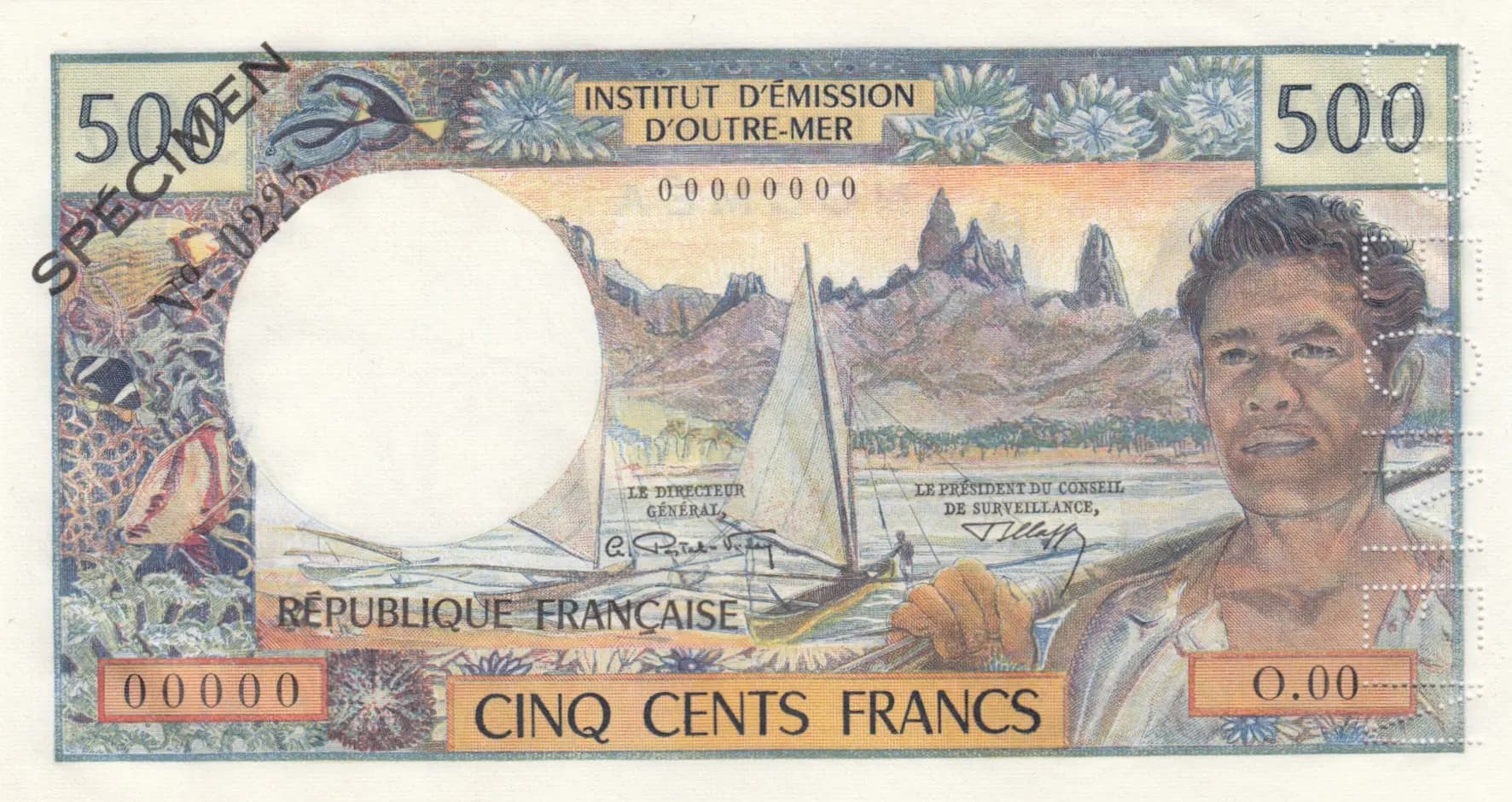 500 francs 1969 specimen from New Caledonia, P-60s (1969) — image 1