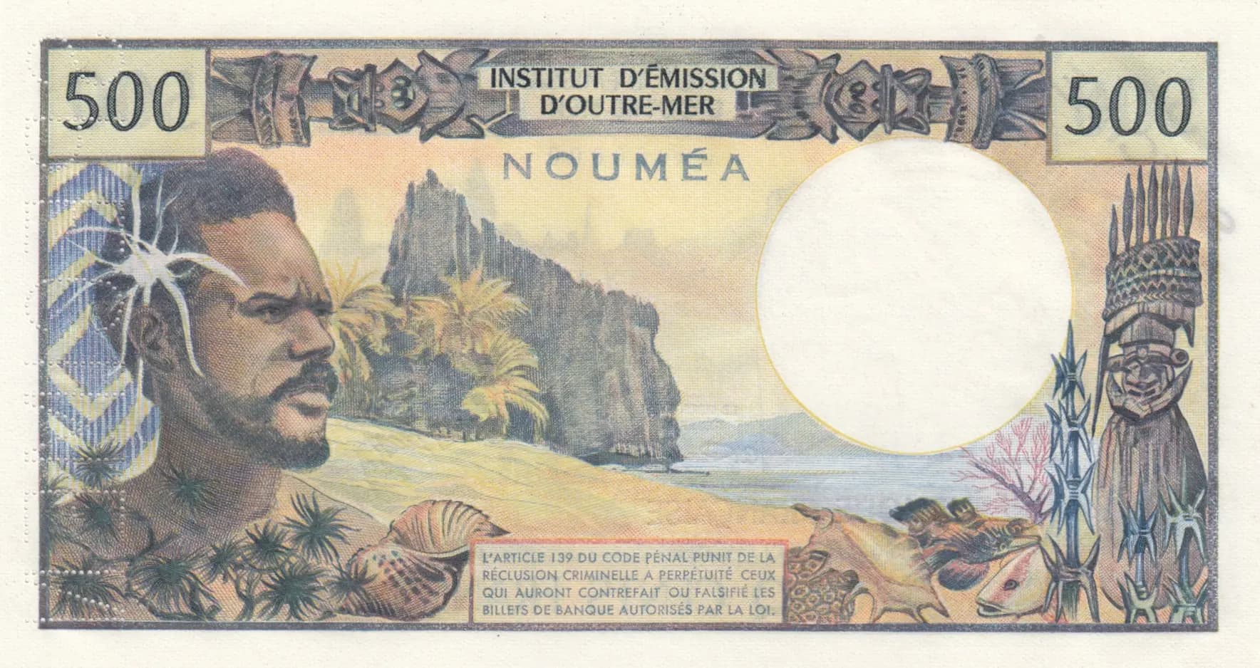 500 francs 1969 specimen from New Caledonia, P-60s (1969) — image 2
