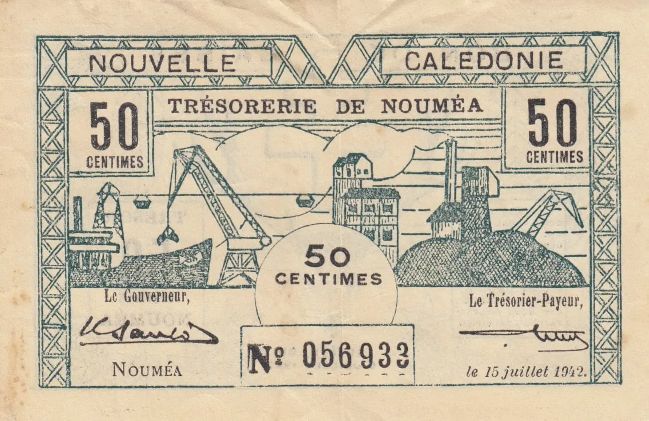 50 centimes 1942 from New Caledonia, P-51 (1942) — image 1