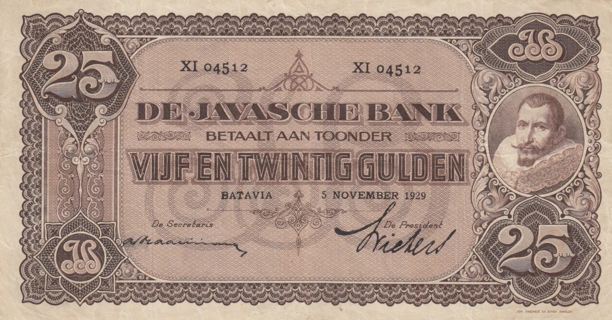 25 gulden 1929 from Netherlands Indies, P-71c (1929) — image 1