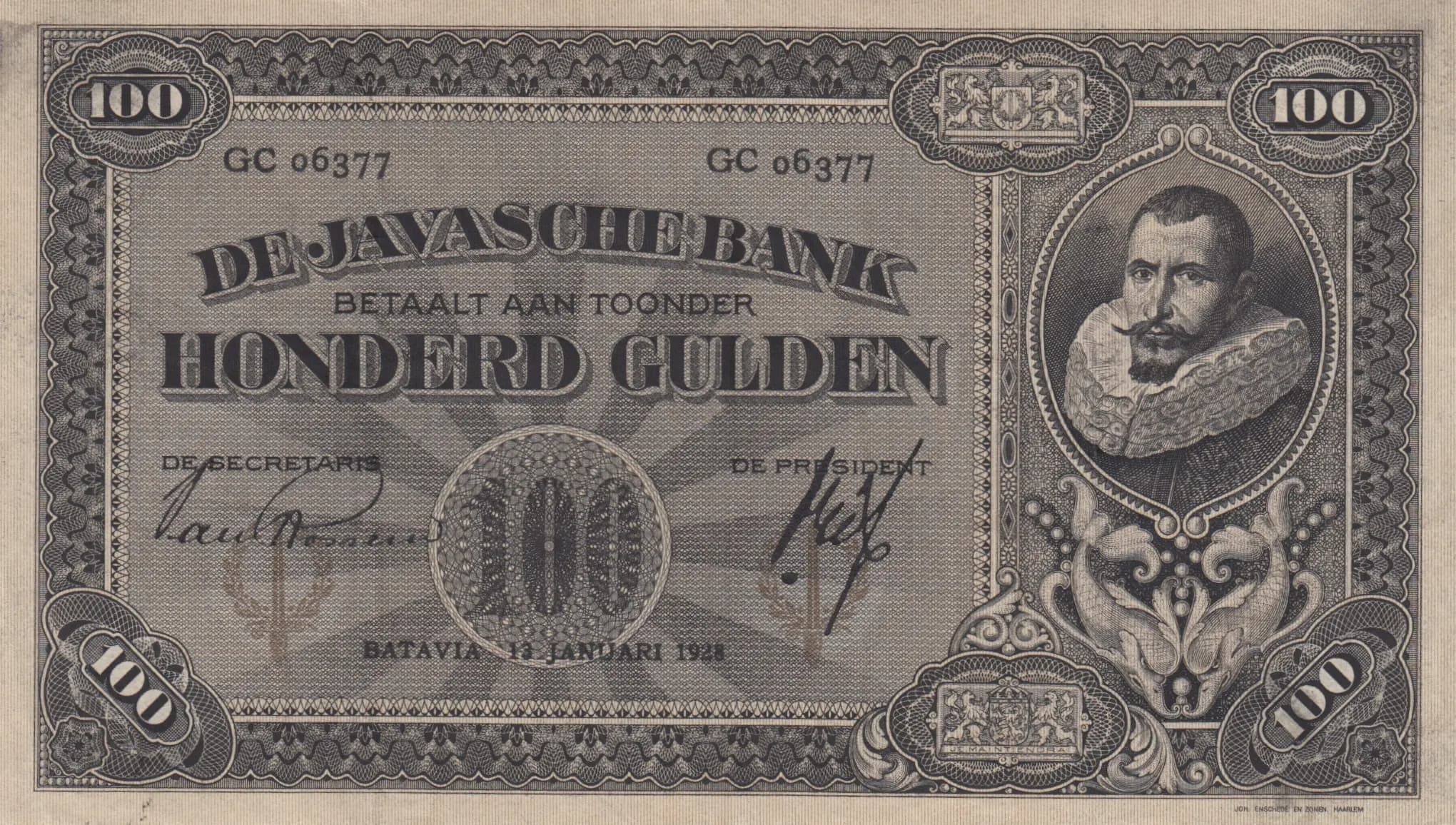 100 gulden 1928 from Netherlands Indies, P-73b (1928) — image 1