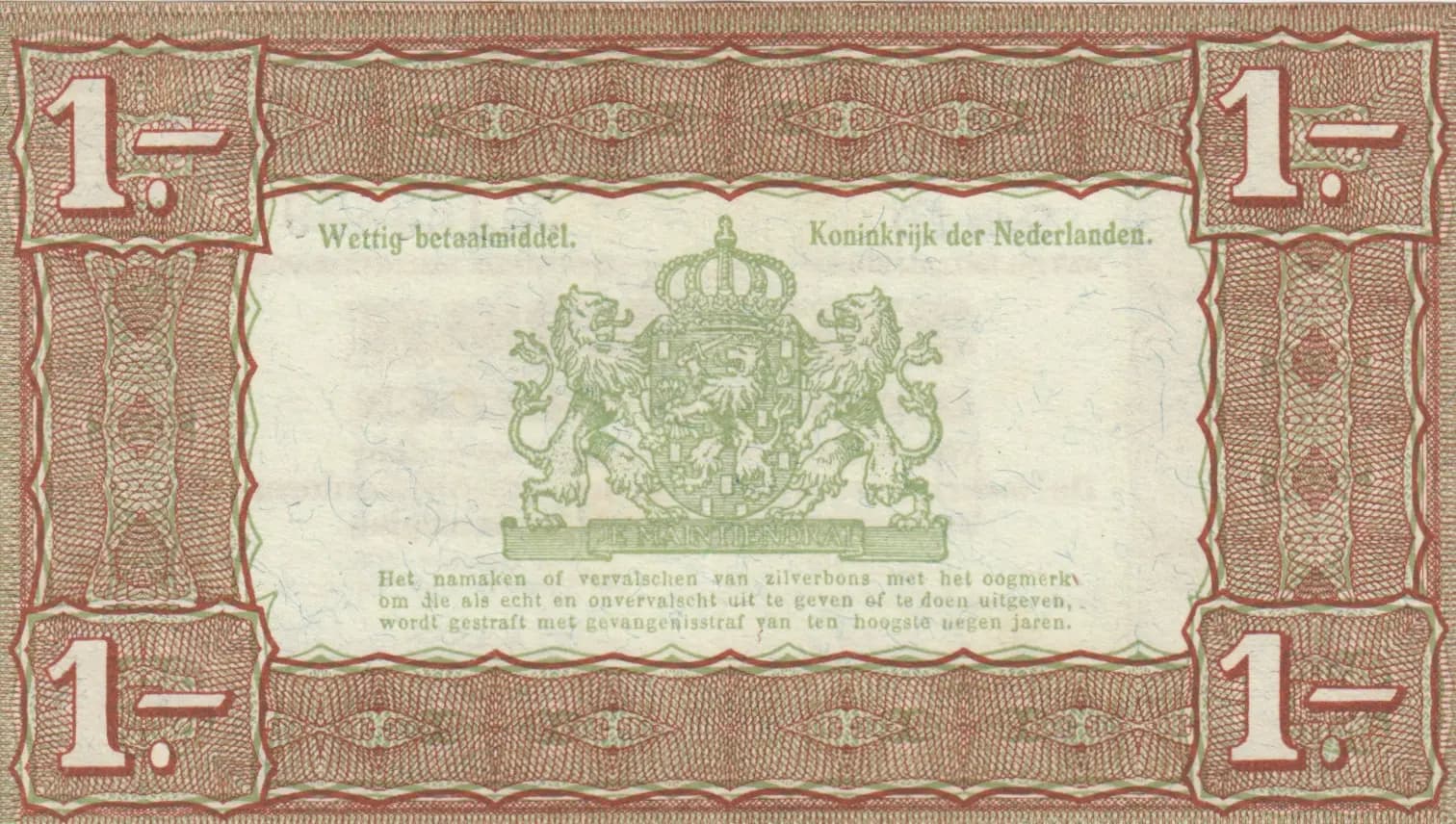 1 gulden 1938 from Netherlands, P-61 (1938) — image 2