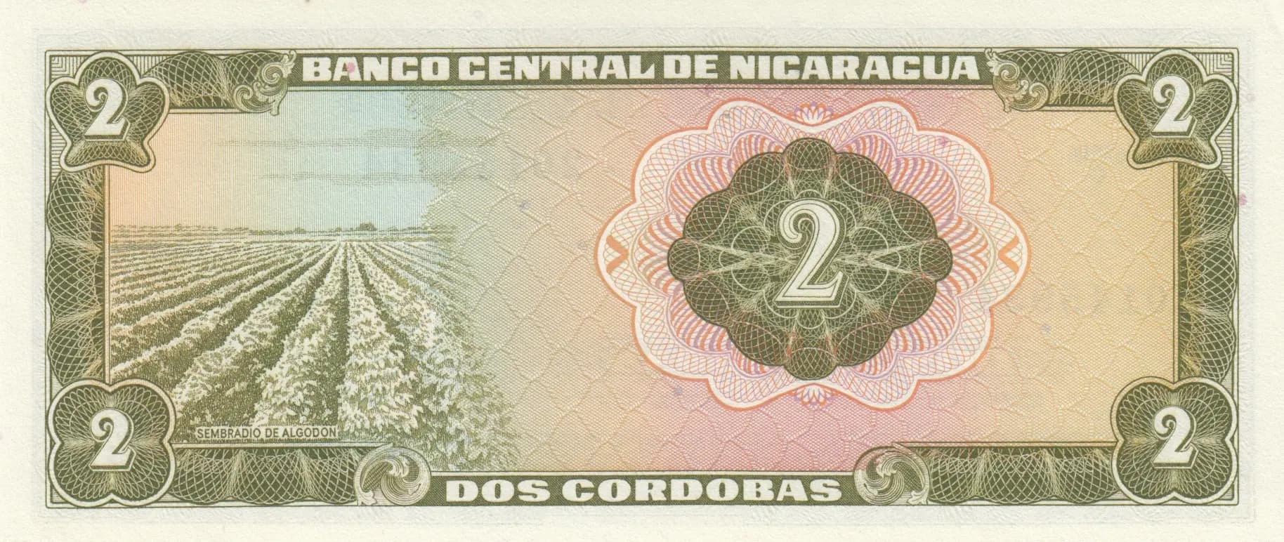 2 cordobas 1972 from Nicaragua, P-121a (1972) — image 2