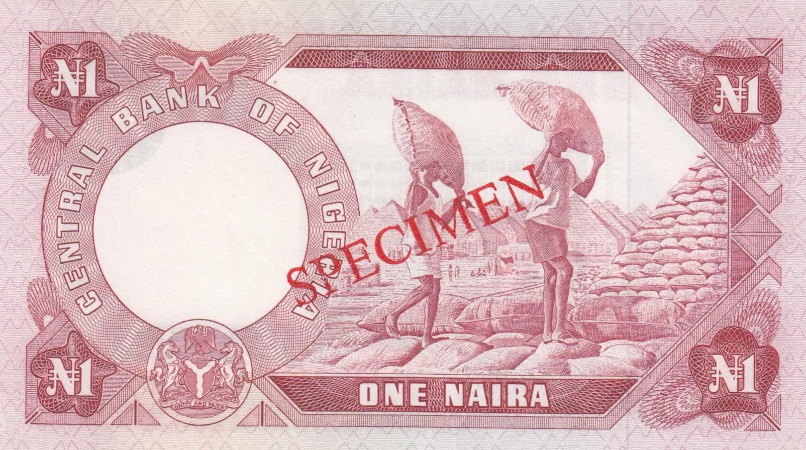1 naira 1973 specimen from Nigeria, P-15as (1973) — image 2