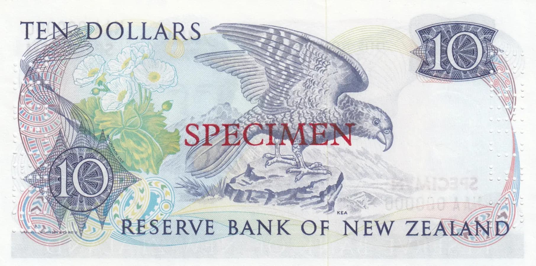 10 dollars 1981 specimen from New Zealand, P-172s (1981) — image 2