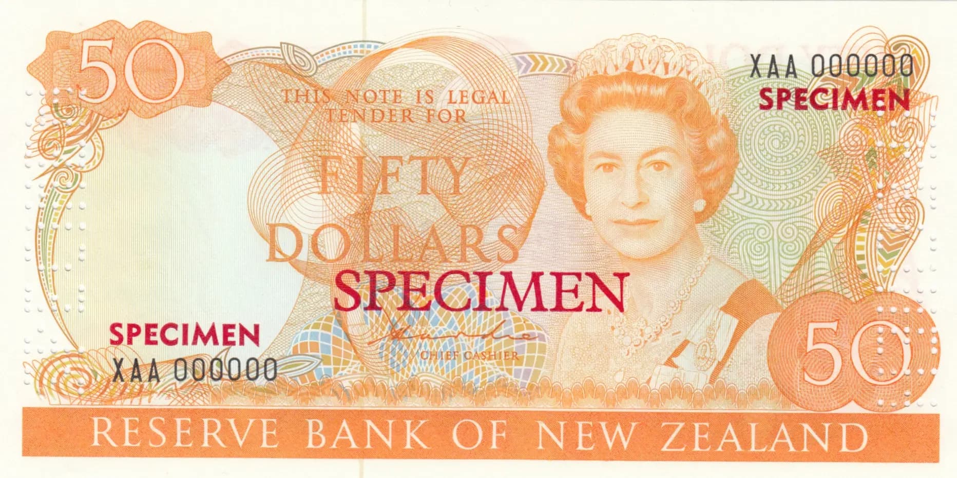50 dollars 1981 specimen from New Zealand, P-174s (1981) — image 1