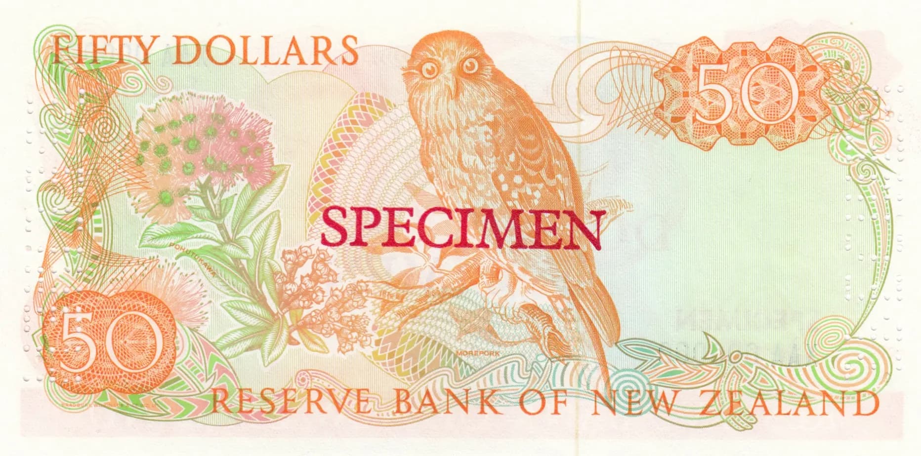 50 dollars 1981 specimen from New Zealand, P-174s (1981) — image 2