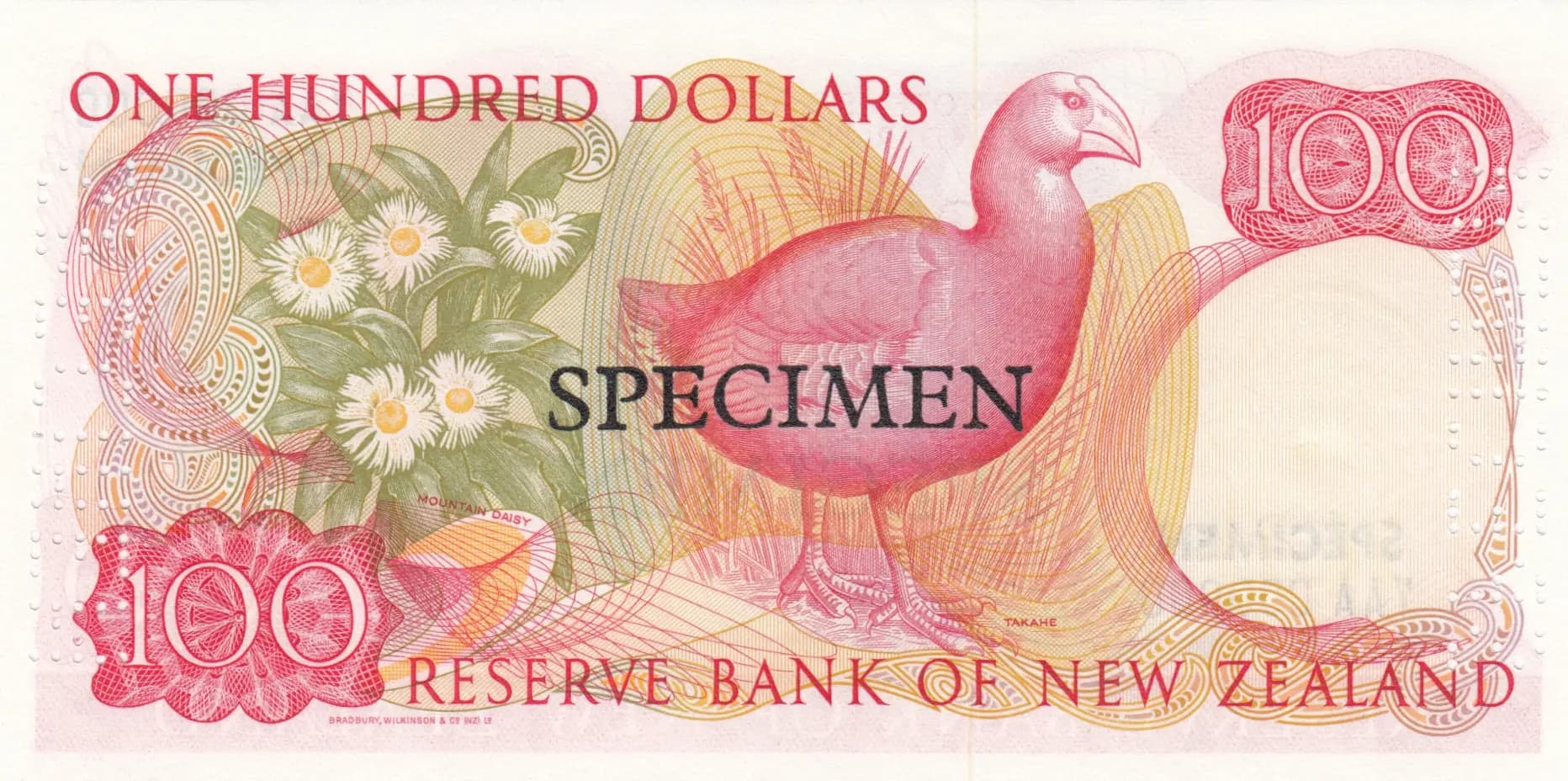 100 dollars 1981 specimen from New Zealand, P-175s (1981) — image 2