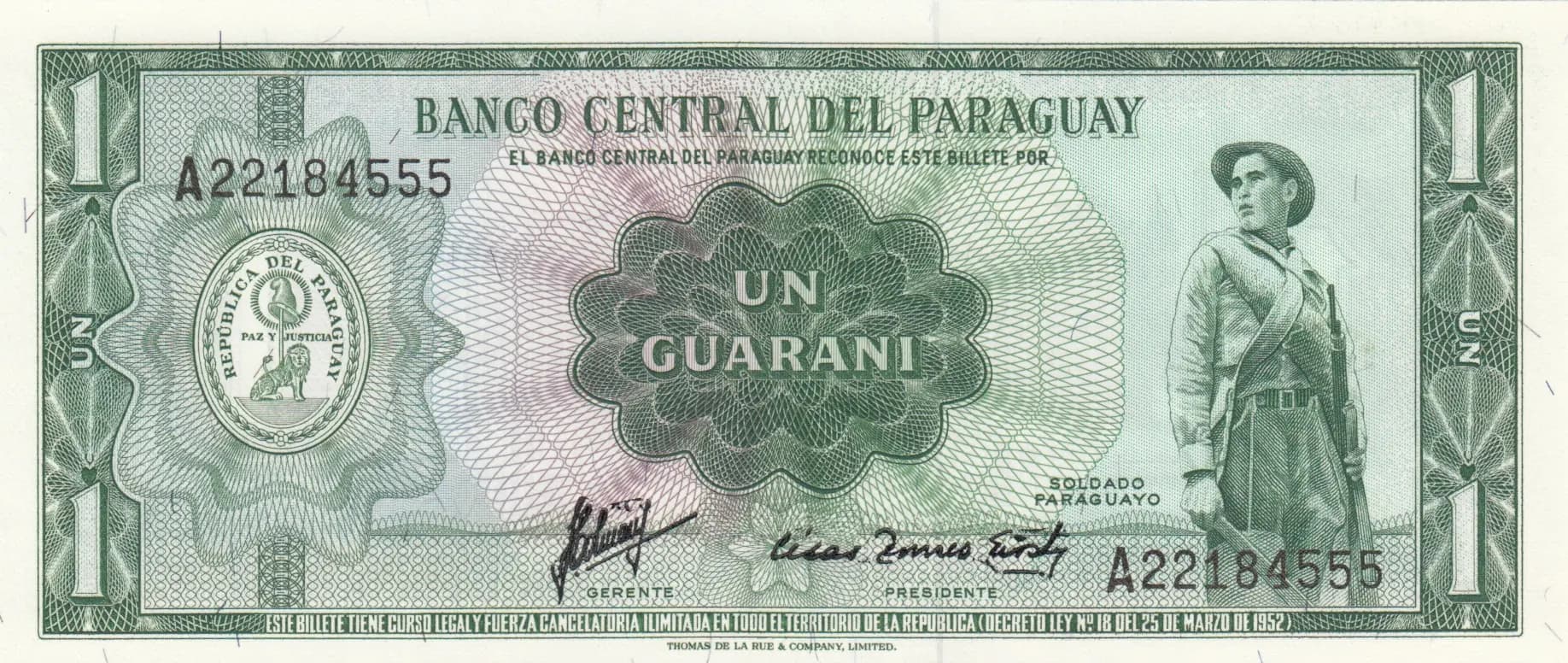 1 guarini 1963 from Paraguay, P-193b (1963) — image 1