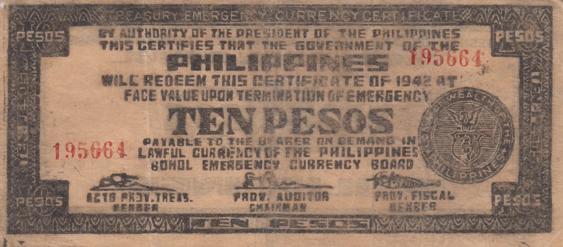 10 pesos 1942 from Philippines, P-S137j (1942) — image 1