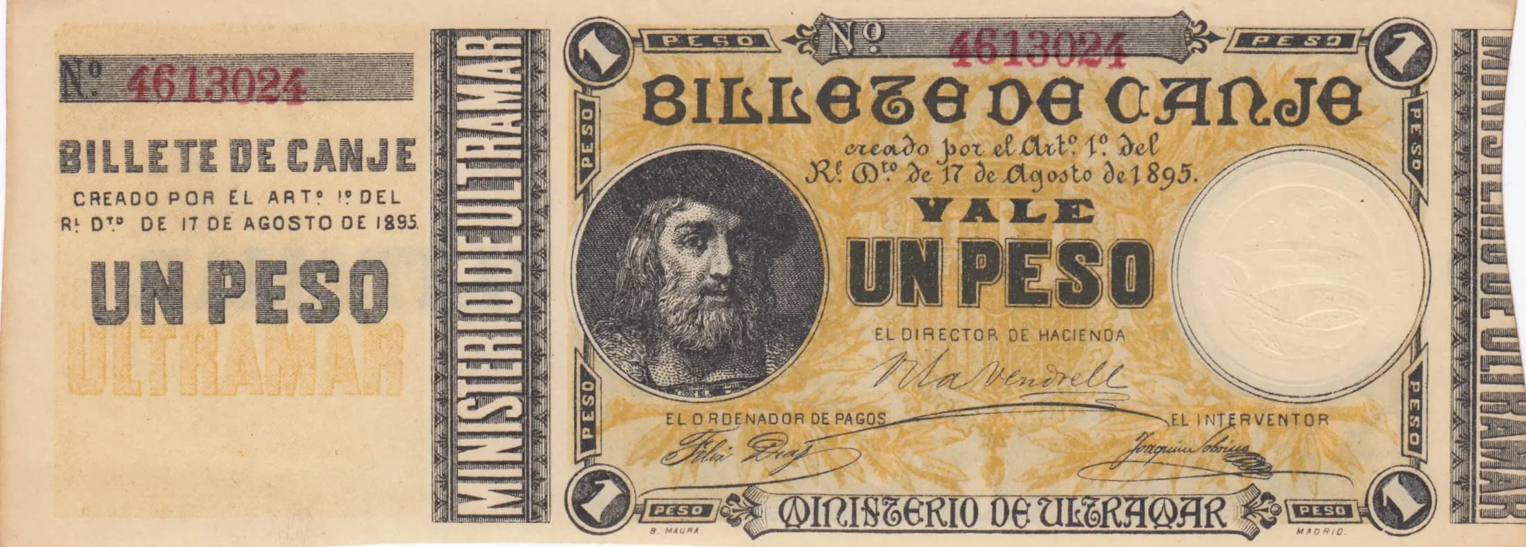 1 peso 1895 from Puerto Rico, P-7a (1895) — image 1