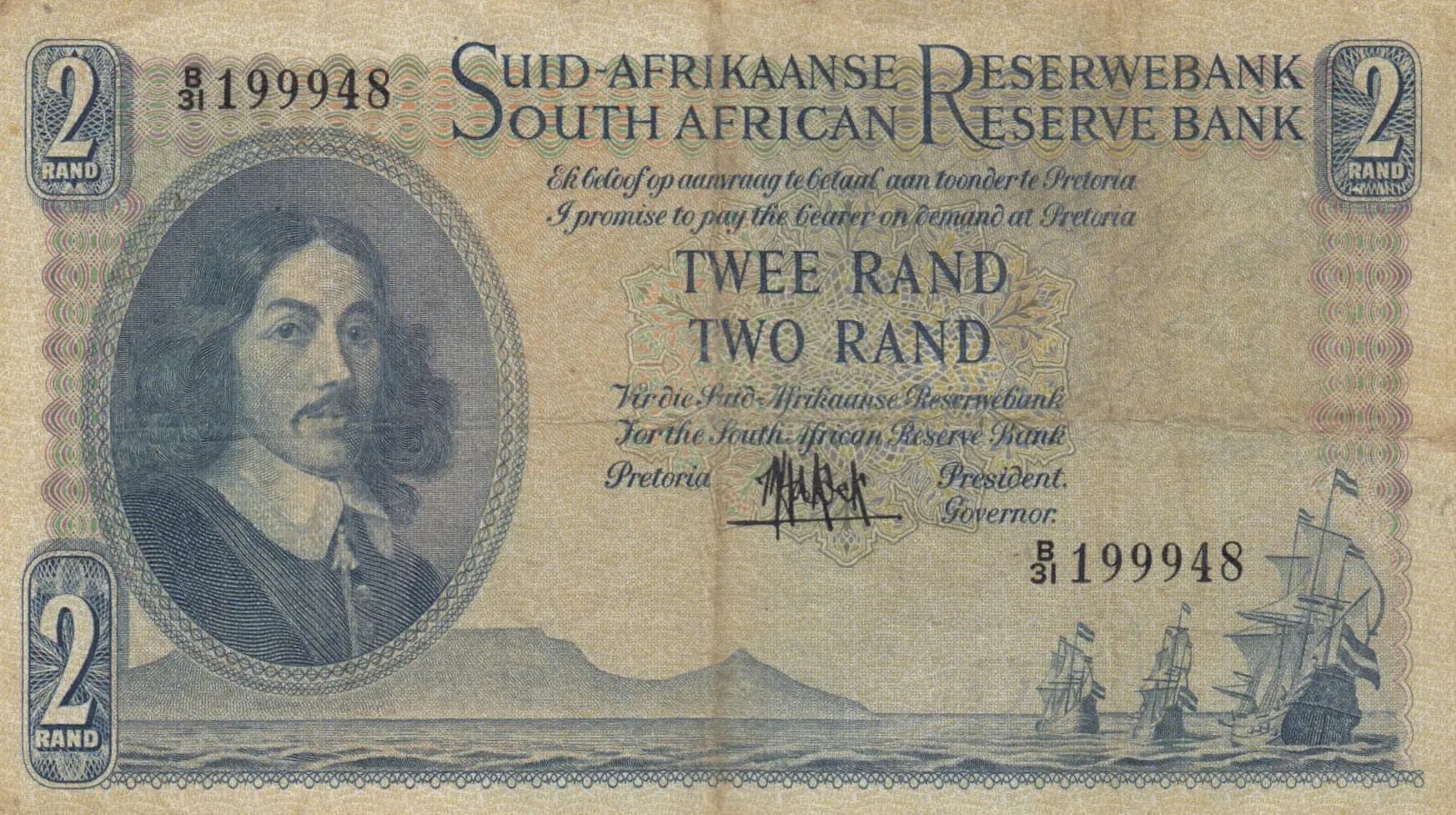 2 rand 1961 from South Africa, P-105a (1961) — image 1