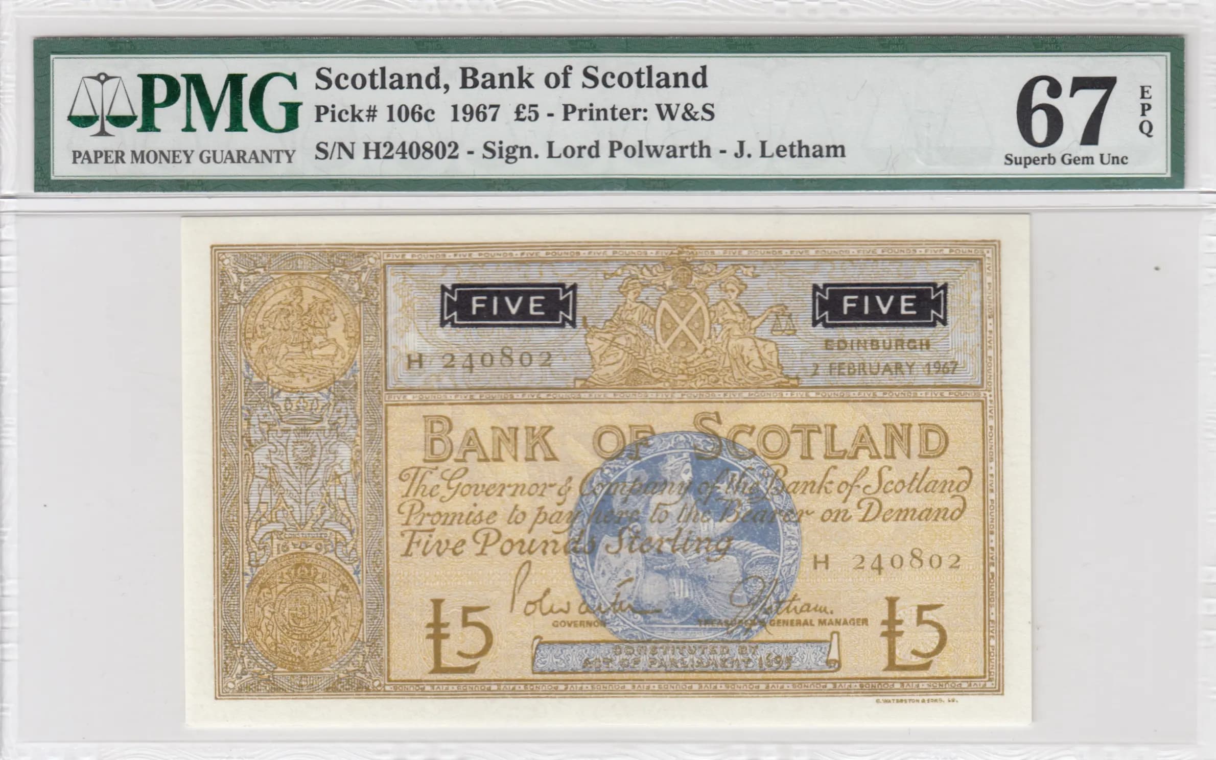 5 pounds 1967 from Scotland, P-106c (1967) — image 1