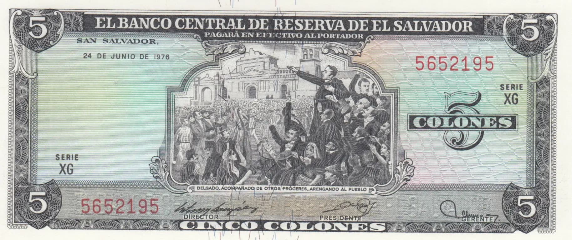 5 colones 1979 from El Salvador, P-117 (1979) — image 1
