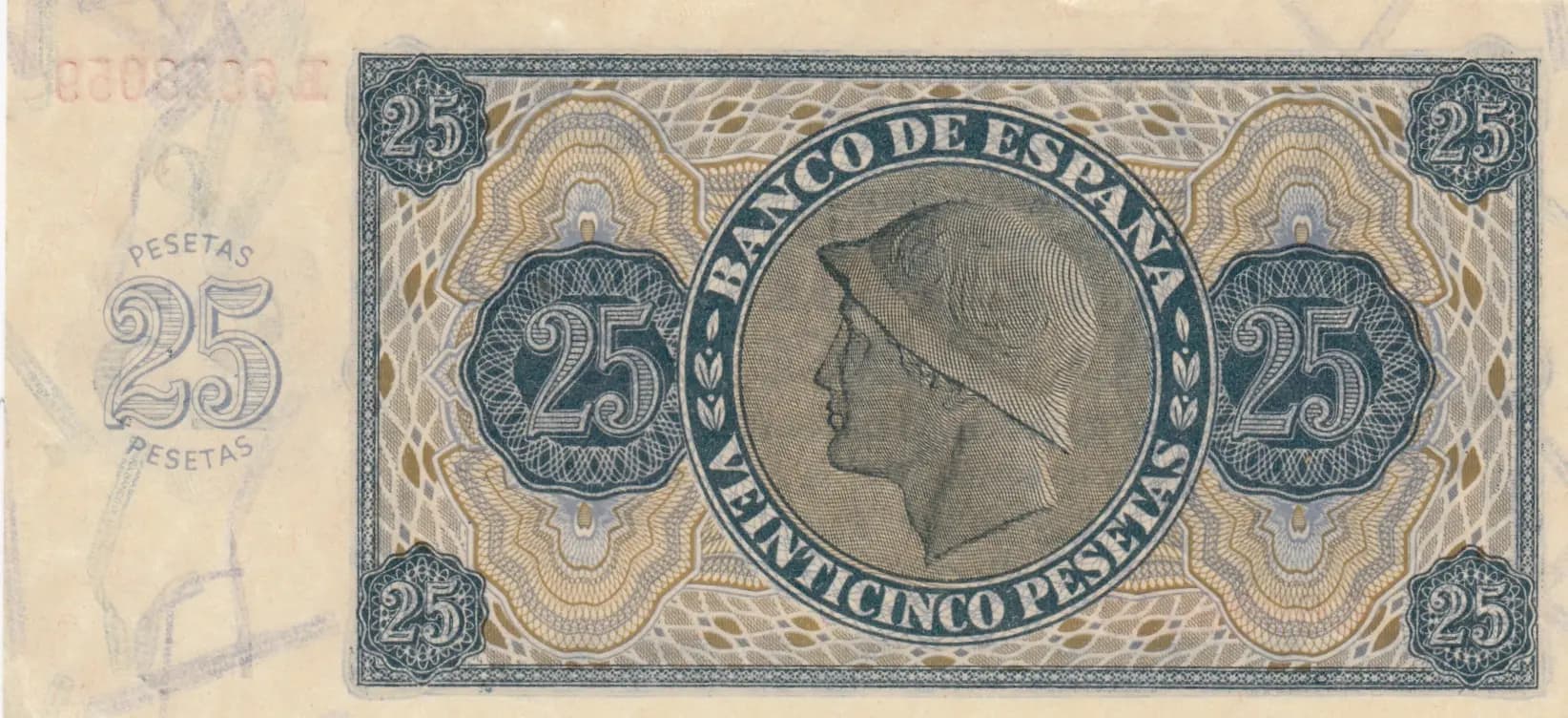 25 pesetas 1936 from Spain, P-99 (1936) — image 2