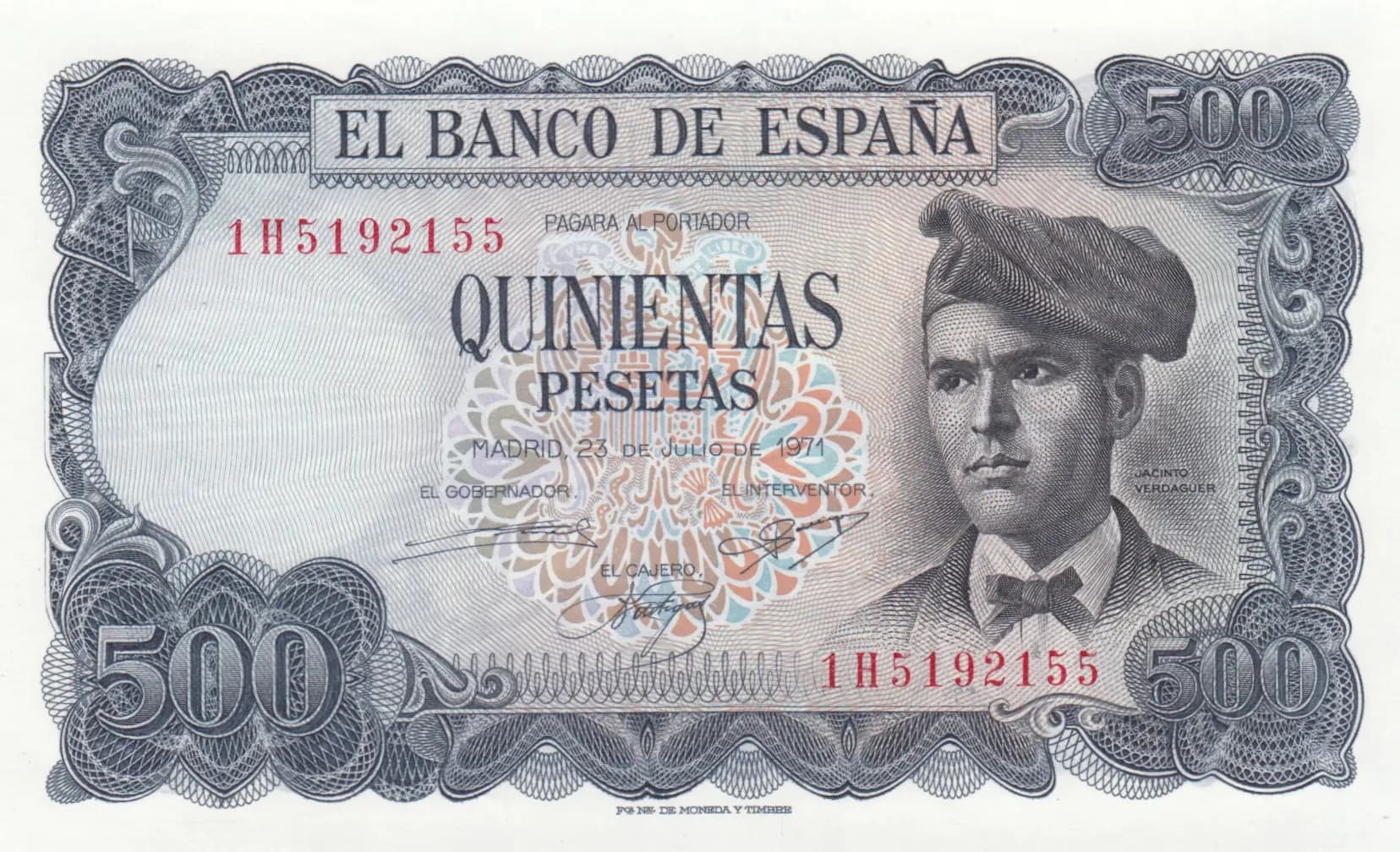 500 pesetas 1971 from Spain, P-153 (1971) — image 1