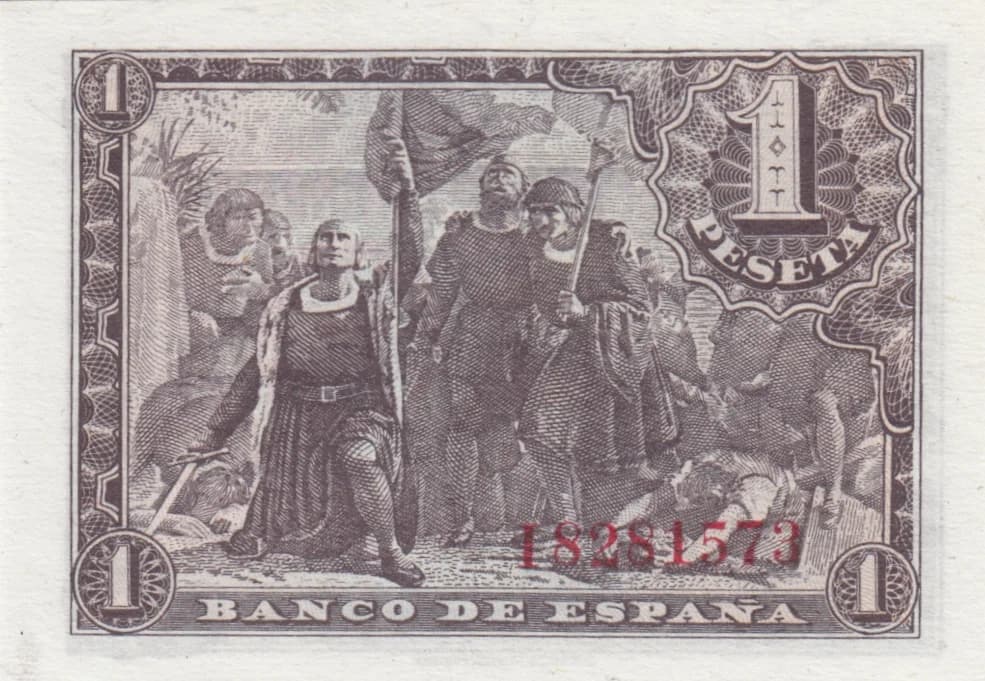 1 peseta 1943 from Spain, P-126 (1943) — image 2