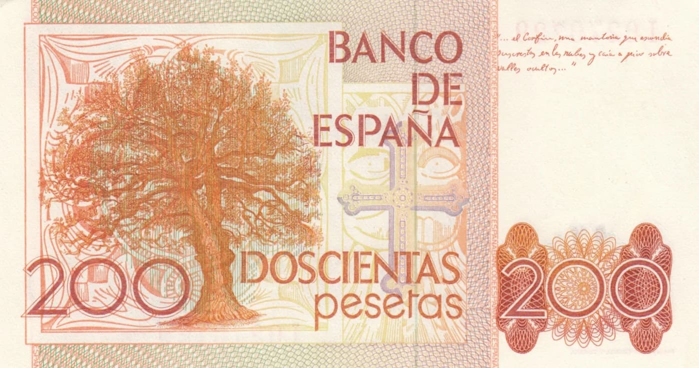 200 pesetas 1980 from Spain, P-156 (1980) — image 2
