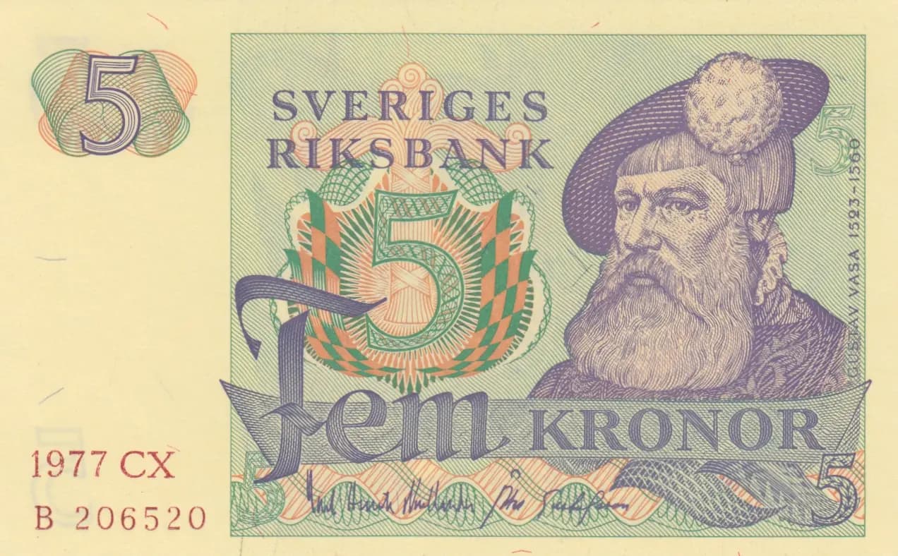5 kronor 1977 from Sweden, P-51c (1977) — image 1