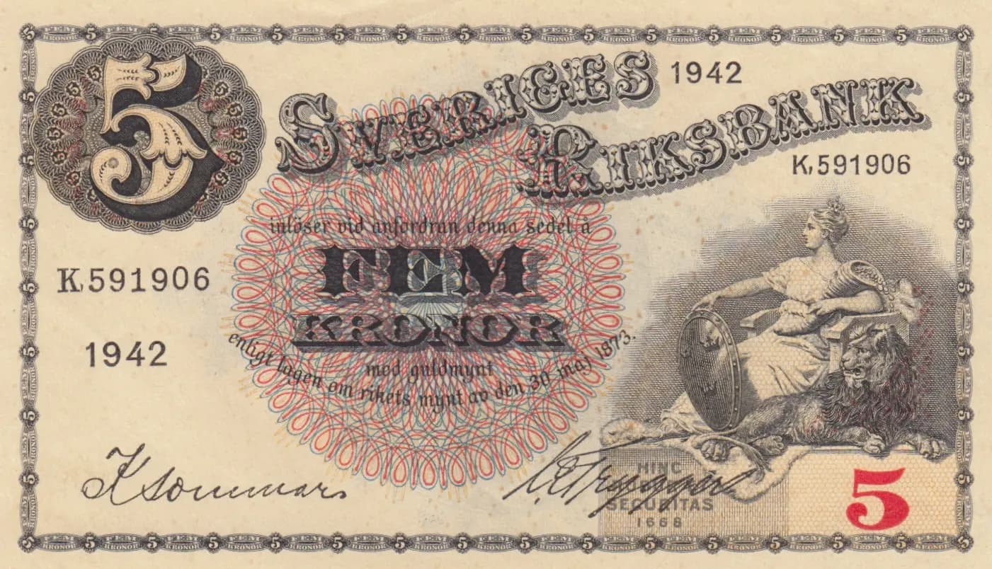 5 kronor 1942 from Sweden, P-33y (1942) — image 1