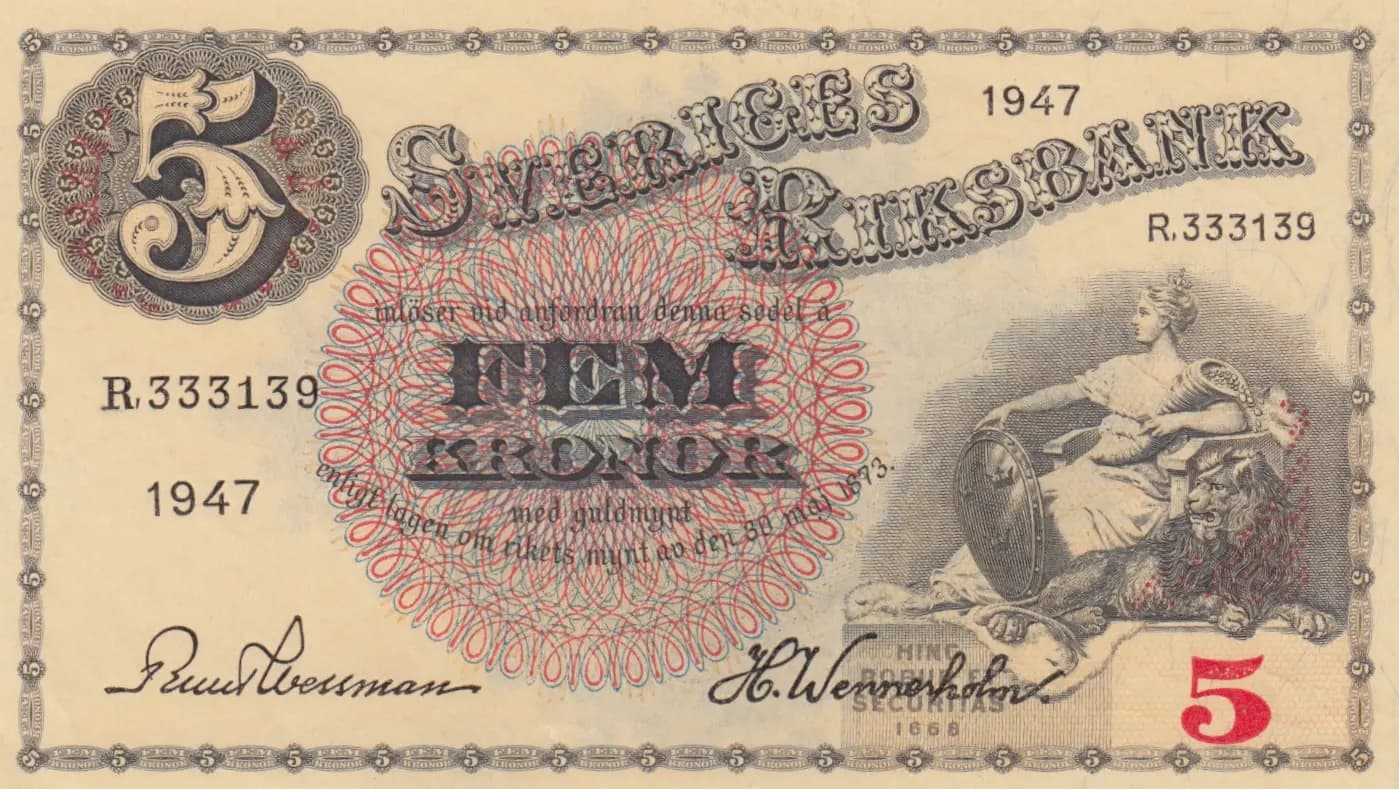 5 kronor 1947 from Sweden, P-33ad (1947) — image 1