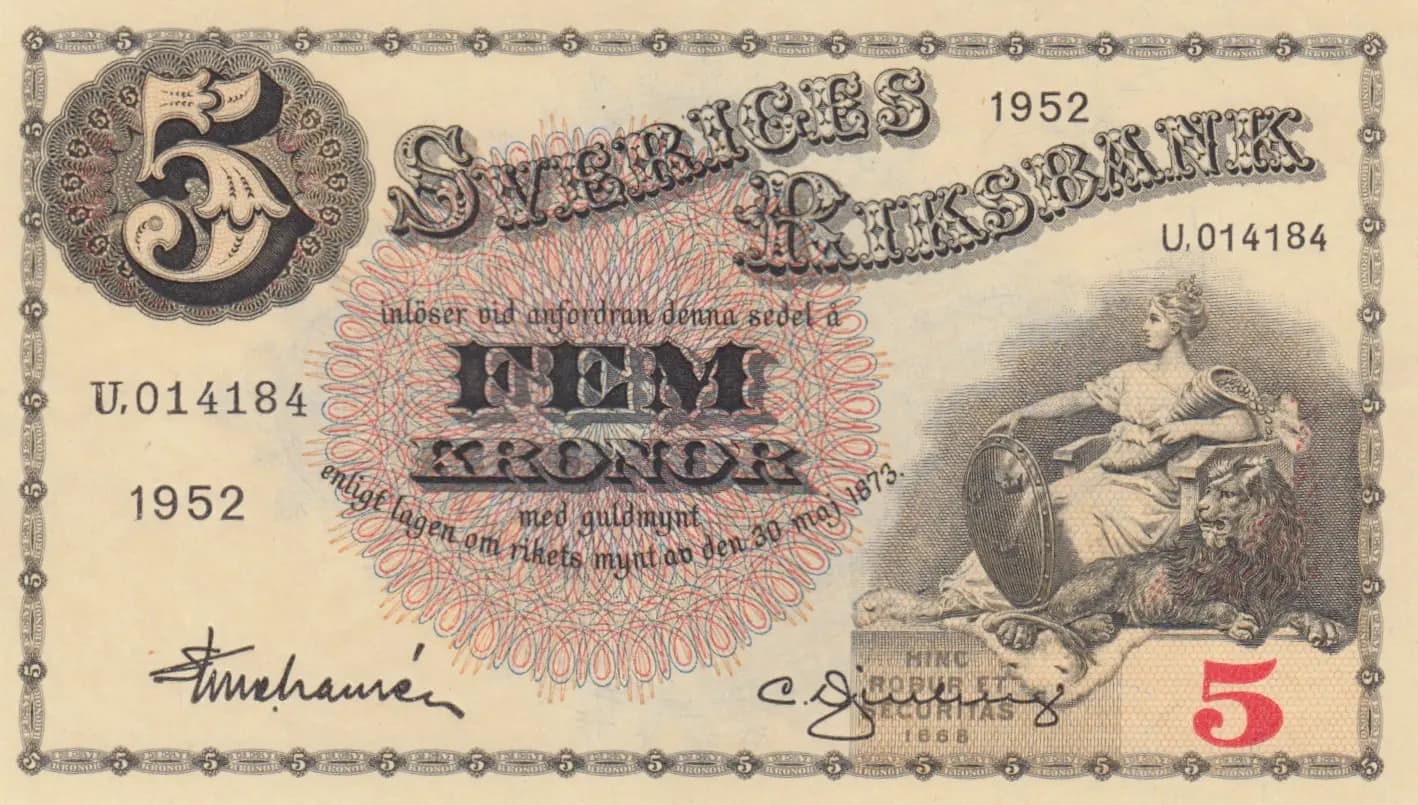 5 kronor 1952 from Sweden, P-33ai (1952) — image 1