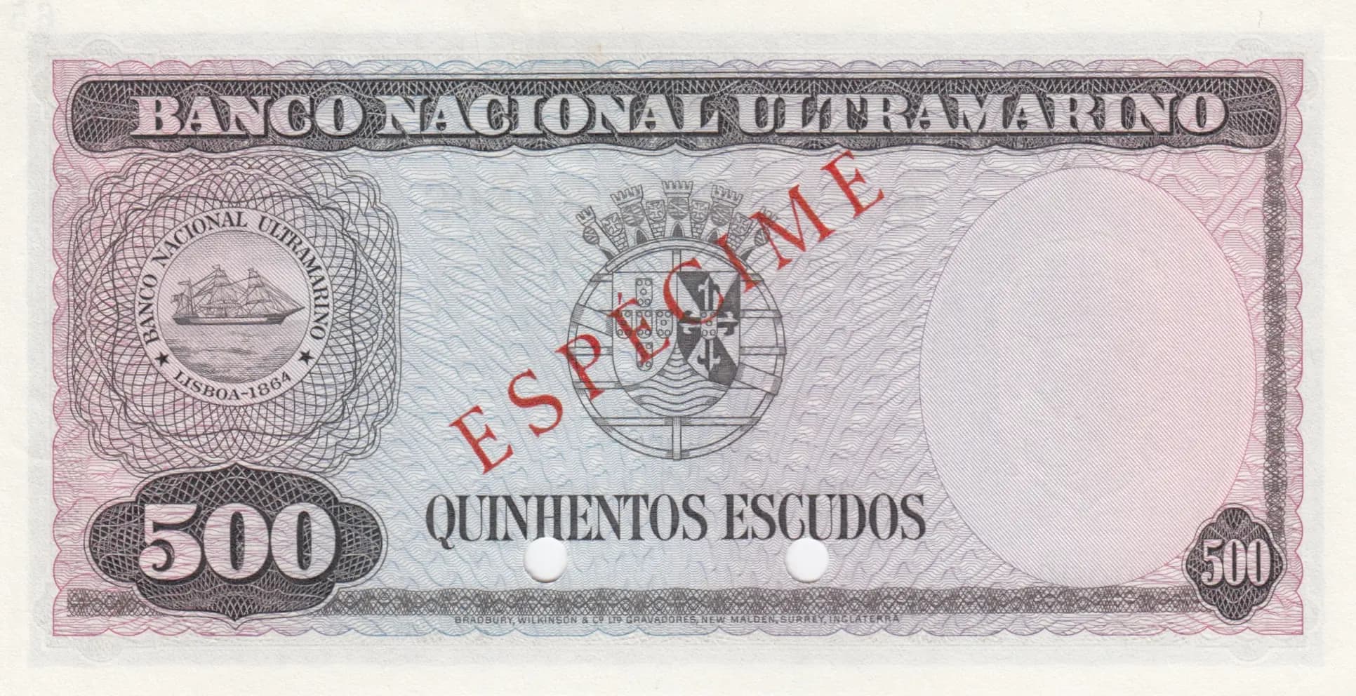 500 escudos 1959 specimen from Timor, P-25s (1959) — image 2