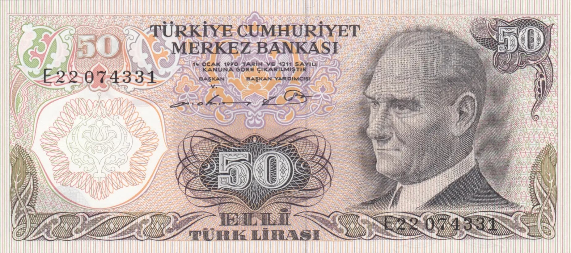 50 lirasi 1971 from Turkey, P-188 (1971) — image 1