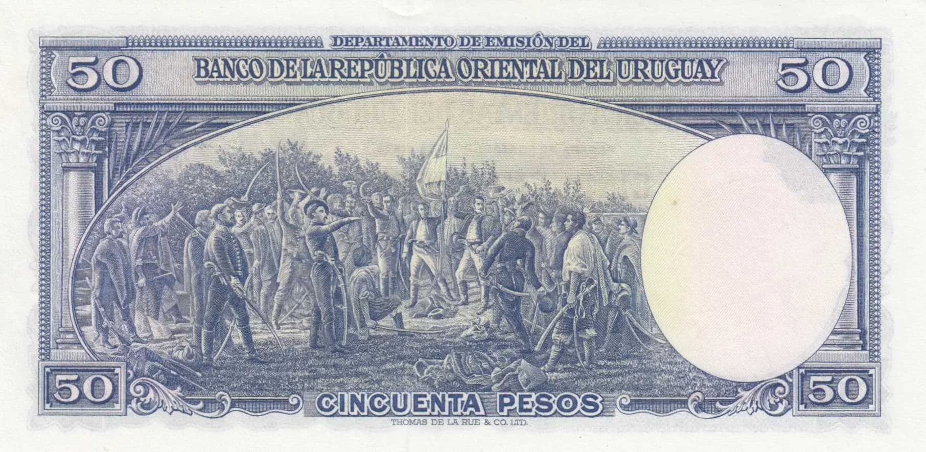 50 pesos 1967 from Uruguay, P-42Ab (1967) — image 2
