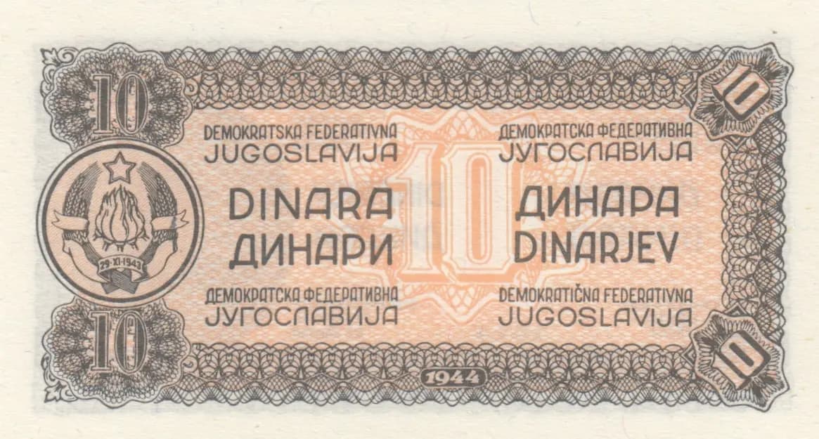 10 dinara 1944 from Yugoslavia, P-50a (1944) — image 2
